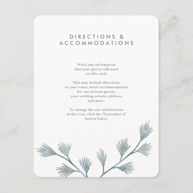 Modern Pine Green + White Wedding Insert Cards (Front)