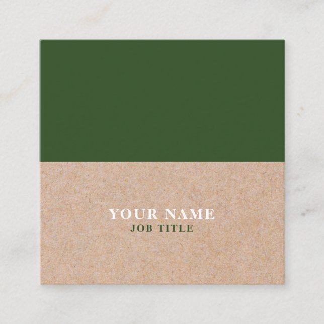 Modern Pine PRINTED Kraft Square Business Card (Front)