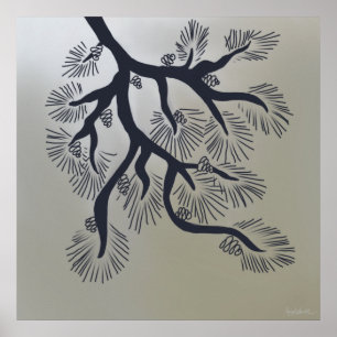 Modern pine tree and pine cones canvas print