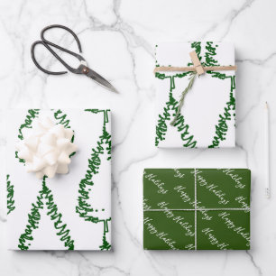 Modern Pine Tree Holiday Wrapping Paper Sheet