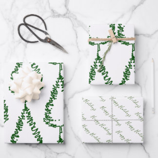 Modern Pine Tree Holiday Wrapping Paper Sheet