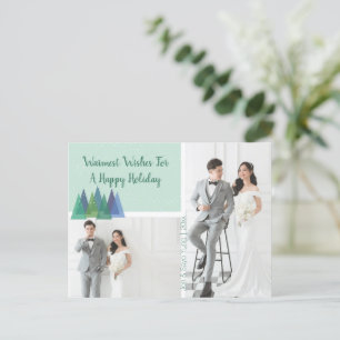 Modern Pine Trees   2 Photo Christmas Postcard