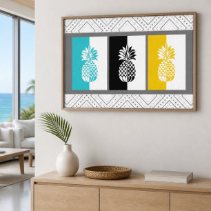Modern Pineapple Colorful Canvas Print