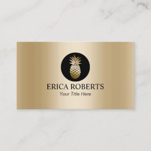 Modern Pineapple Foil Gold Wedding Event Planning Business Card