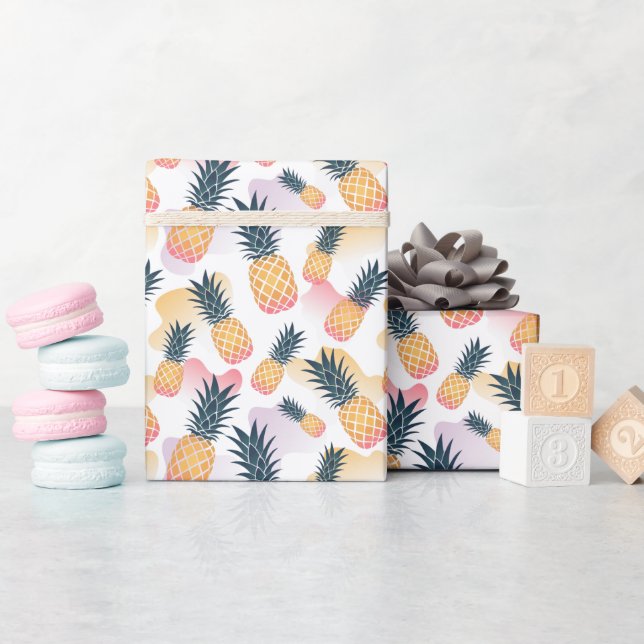 Modern Pineapple Fruit Pattern Wrapping Paper Roll (Baby Shower)