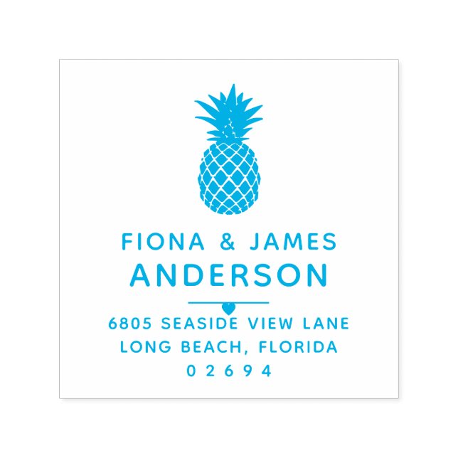 Modern Pineapple Married Couple Return Address Self-inking Stamp (Design)