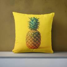 Modern Pineapple Yellow Outdoor Pillow | Tropical
