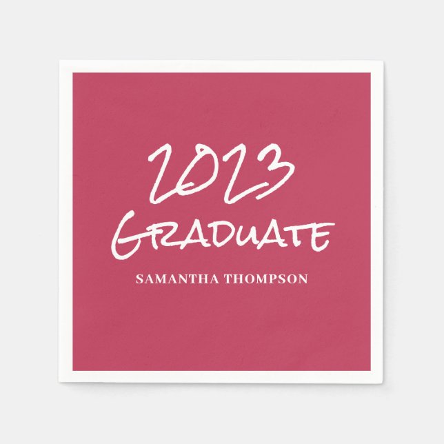 Modern Pink 2023 Graduation Name  Napkin (Front)