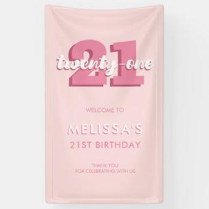 Modern Pink 21st Birthday Banner