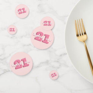 Modern Pink 21st Birthday Confetti