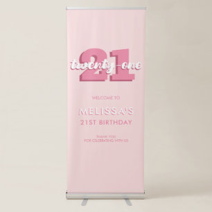 Modern Pink 21st Birthday Retractable Banner