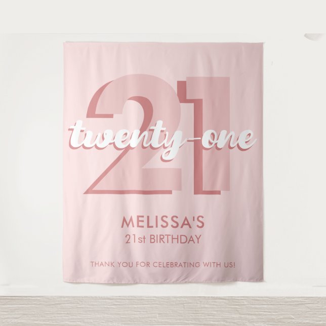 Modern Pink 21st Birthday Tapestry (Front)