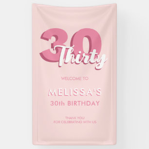 Modern Pink 30th Birthday Banner