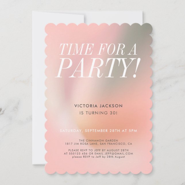 Modern Pink 30th Birthday Party Invitation (Front)