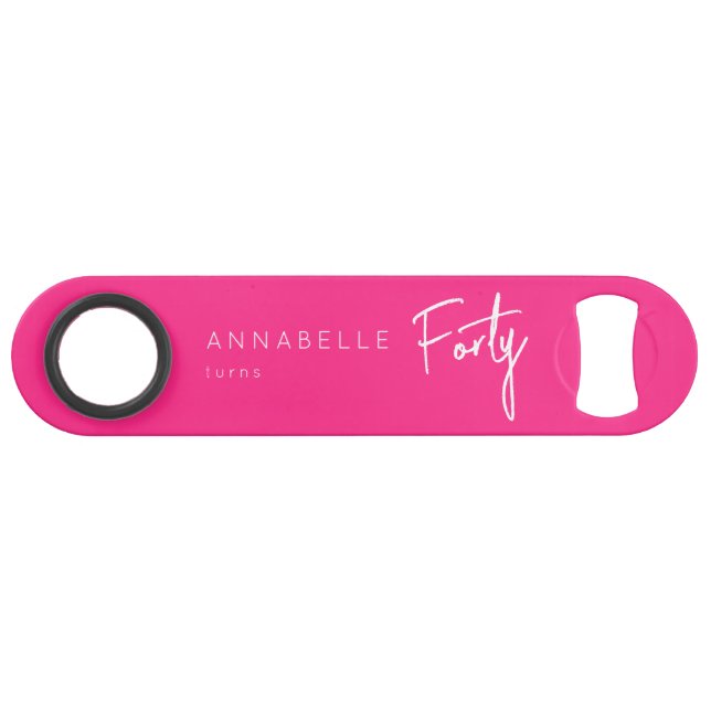 Modern Pink 40th Forty Fortieth birthday party (Back Horizontal)