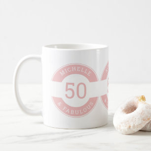 Modern Pink 50 and fabulous Birthday Party Name Coffee Mug