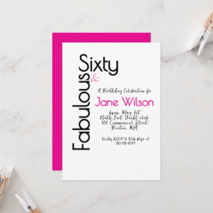 Modern Pink 60 and Fabulous Birthday Party Invitation