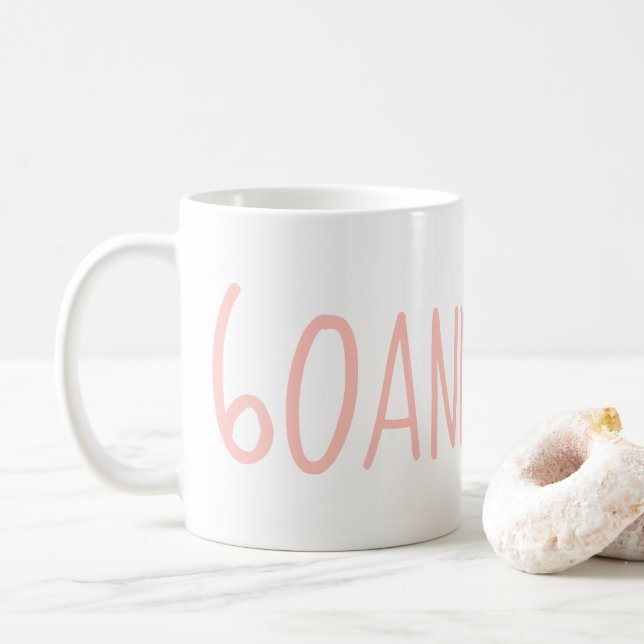 Modern Pink 60 and Sassy 60th Birthday Gift Coffee Mug (With Donut)