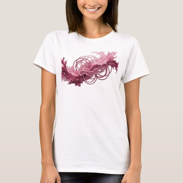 Modern Pink ABSTRACT ART Statement Tee (Front)