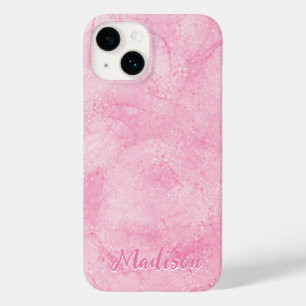 Modern Pink Abstract Glitter Personalised Case-Mate iPhone 14 Case
