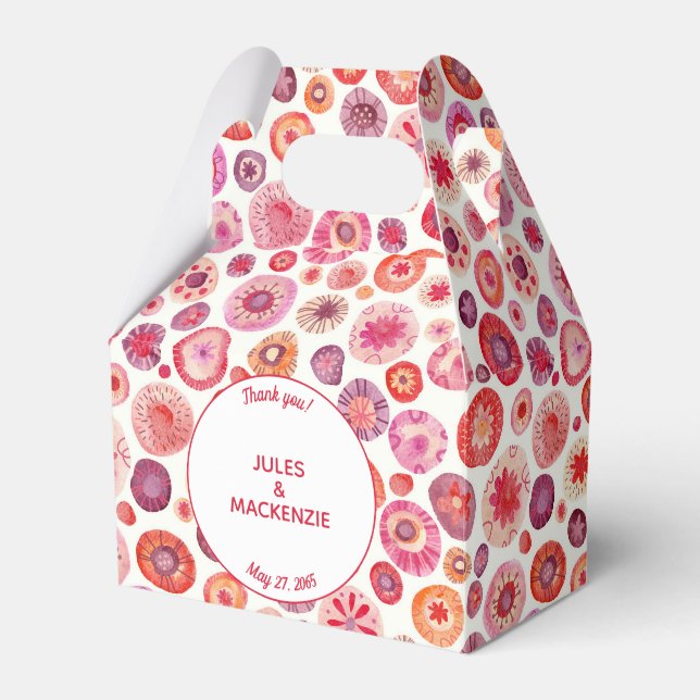 Modern Pink Abstract Wedding Favour Box (Front Side)