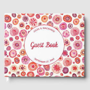 Modern Pink Abstract Wedding Guest Book