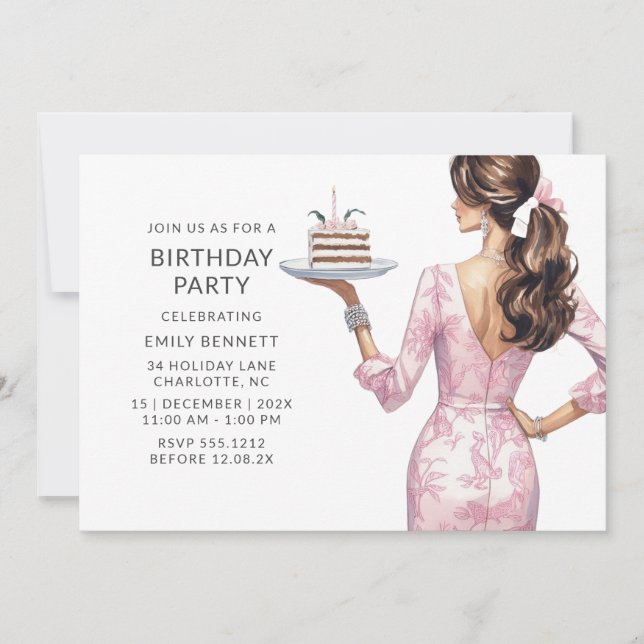Modern Pink Adult Birthday Party Invitation (Front)