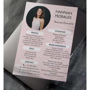 Modern Pink Aesthetic Photo Resume Custom Letterhead