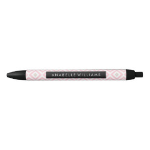 Modern Pink and Beige Geometric Pattern Black Ink Pen