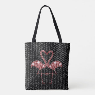 Modern Pink and Black Flamingo Abstract Tote Bag