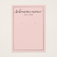 Modern pink and black script earring display card