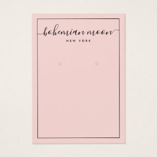 Modern pink and black script earring display card