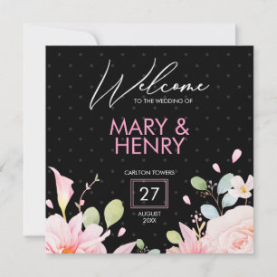 Modern pink and black wedding party  invitation