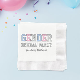 Modern Pink and Blue Gender Reveal Party Napkin