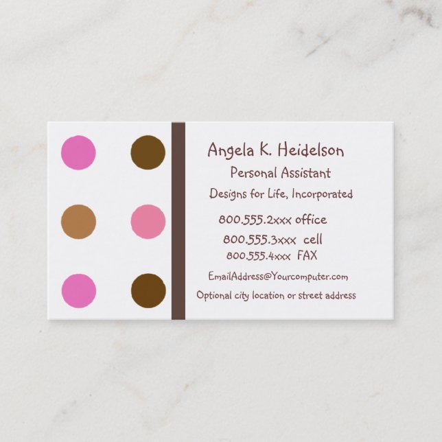 Modern Pink and Brown Business Card (Front)