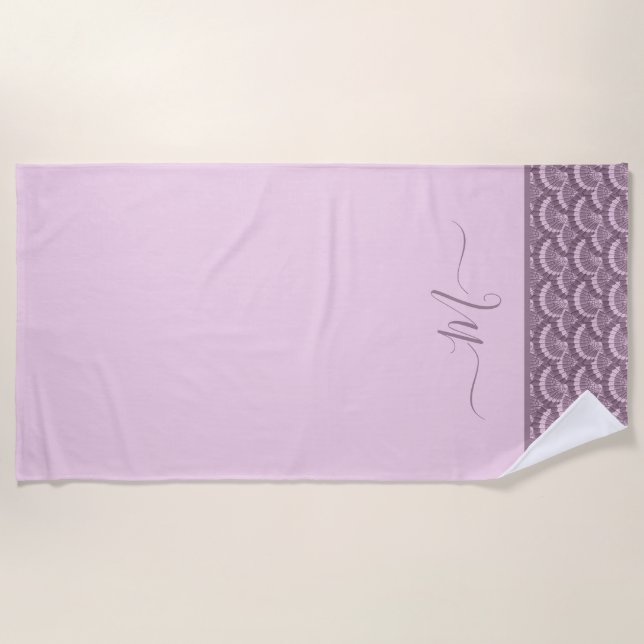 Modern Pink and Burgundy Seashell Shell Elegant Beach Towel (Front)
