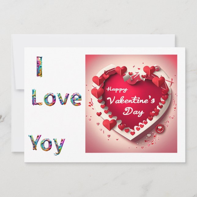 Modern Pink And Colour Photo Valentines Day  Holiday Card (Front)