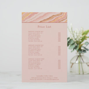 Modern Pink and Gold Abstract Elegant Price List