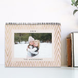 Modern Pink and Gold Family Photo Calendar<br><div class="desc">Custom-designed photo calendar featuring modern pink and gold geometric pattern.</div>