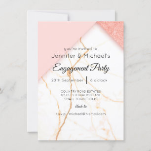 Modern Pink and Gold Glitter Marble Engagement