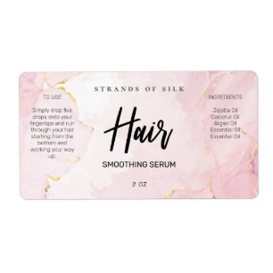 Modern Pink And Gold Hair Serum Labels