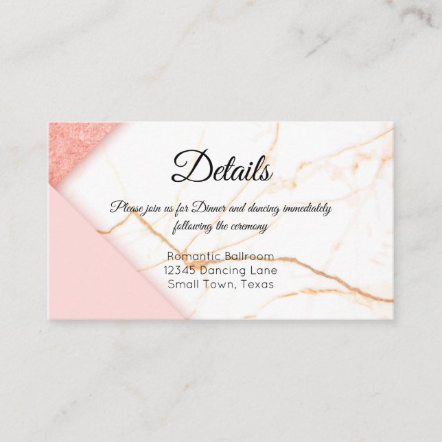 Modern Pink and Gold Marble Enclosure Card (Front)