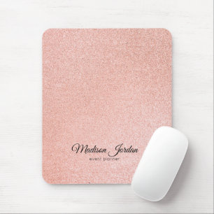 Modern Pink and Gold Marble Glitter Mouse Mat