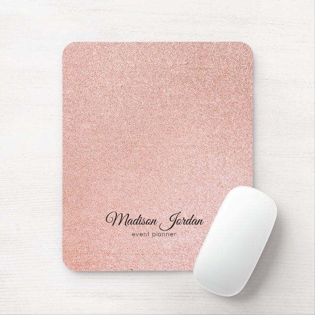 Modern Pink and Gold Marble Glitter Mouse Mat (With Mouse)
