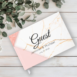 Modern Pink and Gold Marble Guest Book