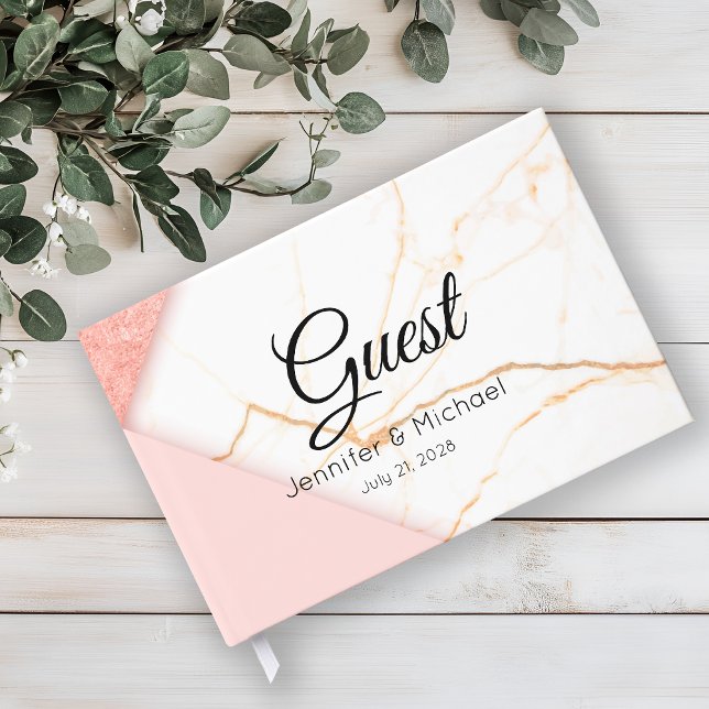 Modern Pink and Gold Marble Guest Book (Creator Uploaded)