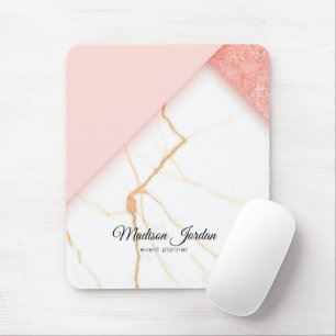 Modern Pink and Gold Marble Mouse Mat