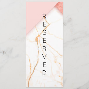 Modern Pink and Gold Marble Reserved Chair Sign Menu