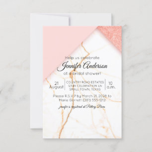 Modern Pink and Gold Marble Shower Invitation