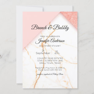Modern Pink and Gold Marble Shower Invitation